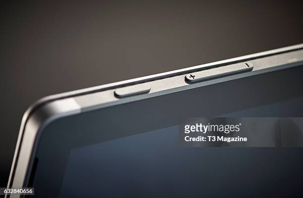 Detail of a Microsoft Surface Pro laptop computer, taken on June 10, 2016.