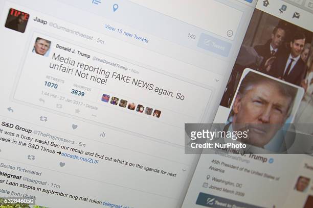 Fake Donald Trump tweets are seen in a Twitter timeline on 27 Friday, 2017. In China a site that generates fake tweets that look as if they were...