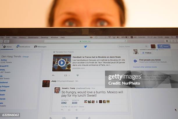 Fake Donald Trump tweets are seen in a Twitter timeline on 27 Friday, 2017. In China a site that generates fake tweets that look as if they were...