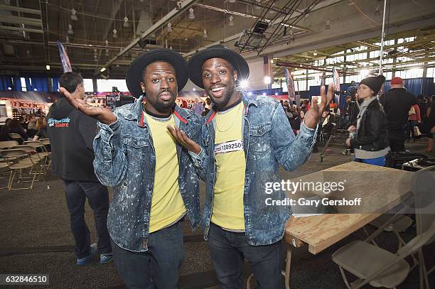 Sanwone and Santae of the dance duo Reliable Brother attend "America's Got Talent" Season 12 open call auditions at Queens College on January 27,...