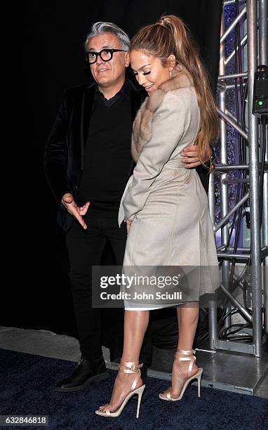 Giuseppe Zanotti and Jennifer Lopez attend the Giuseppe for Jennifer Lopez Launch at Neiman Marcus Beverly Hills on January 26, 2017 in Beverly...