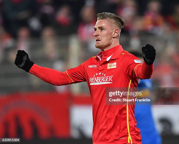 Sebastian Polter of Berlin celebrates scoring his goal during the Second Bundesliga match between 1. FC Union Berlin and VfL Bochum 1848 at Stadion...