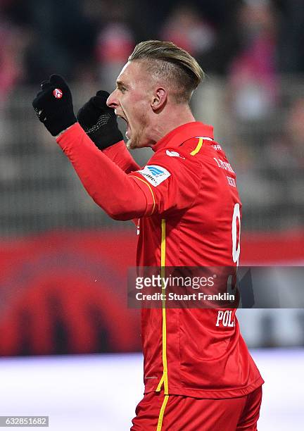 Sebastian Polter of Berlin celebrates scoring his goal during the Second Bundesliga match between 1. FC Union Berlin and VfL Bochum 1848 at Stadion...