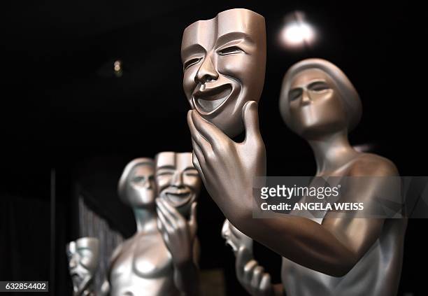 The Actor statue is seen for The 23rd Annual Screen Actors Guild Awards on January 27, 2017 in Los Angeles, California. / AFP / Angela Weiss