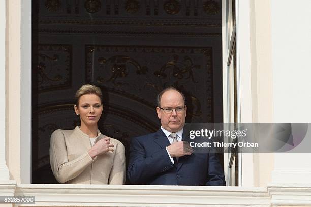 Princess Charlene of Monaco and Prince Albert II of Monaco attend the Ceremony of the Sainte-Devote, the patron saint of the Principality of Monaco...