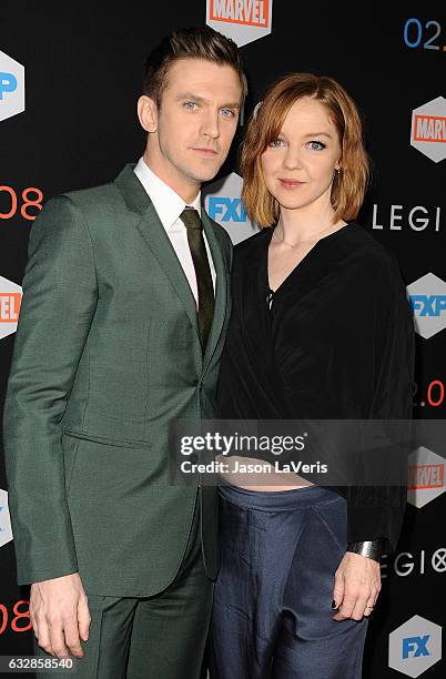 Actor Dan Stevens and wife Susie Stevens attend the premiere of "Legion" at Pacific Design Center on January 26, 2017 in West Hollywood, California.