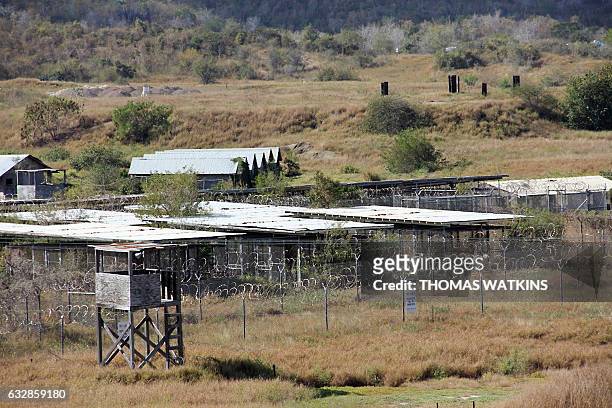 The long-abandoned military detention center Camp X-Ray is seen in this January 27, 2017 photo. After years of shrinking operations at the notorious...