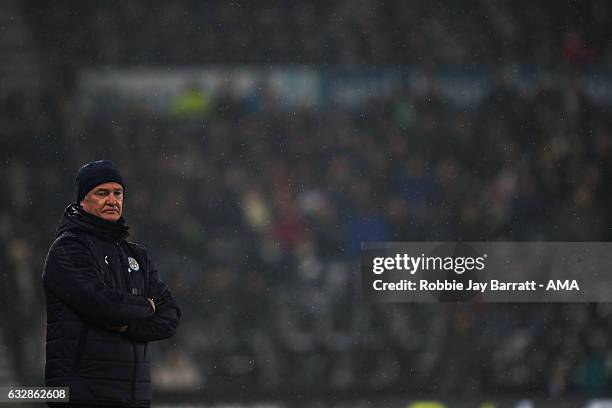 Claudio Ranieri manager / head coach of Leicester City during the Emirates FA Cup Fourth Round match between Derby County and Leicester City at iPro...