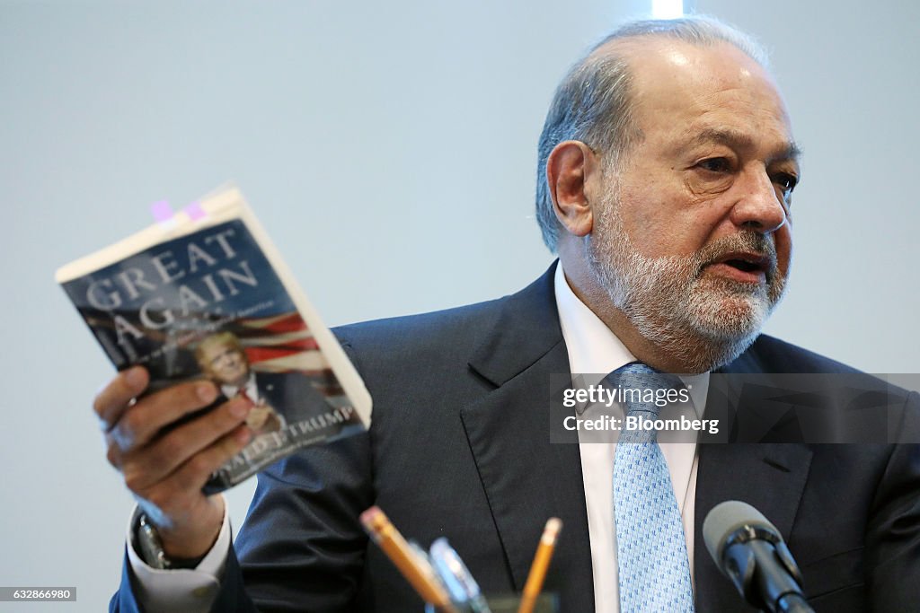 Billionaire Carlos Slim Holds News Conference