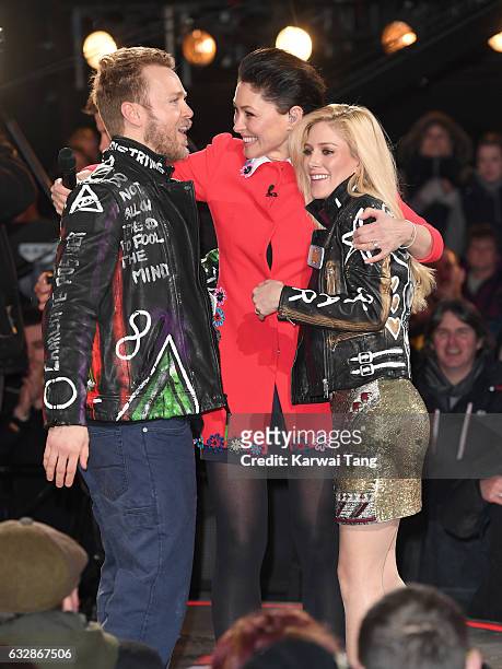Presenter Emma Willis with Heidi Montag and Spencer Pratt who are the 8th housemates evicted from the Celebrity Big Brother house at Elstree Studios...