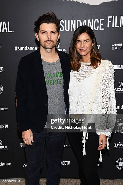 Adam Scott and producer Naomi Scott attend "Fun Mom Dinner" Premiere during the 2017 Sundance Film Festival at Eccles Center Theatre on January 27,...