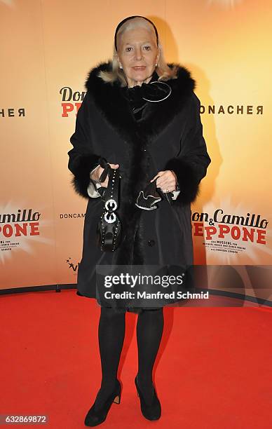 Christiane Hoerbiger poses during the 'Don Camillo & Peppone' musical premiere in Vienna at Ronacher Theater on January 27, 2017 in Vienna, Austria.