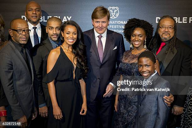 Kennie James, Colin Salmon, Alexander Karim, Melanie Liburd, King Willem-Alexander, Saycon Sengbloh, Ernest Dickerson and Dani Dare attend the...