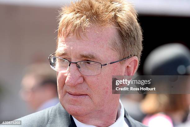 Steve Richards after winning ATA Celebrates 50 Years Handicap at Flemington Racecourse on January 28, 2017 in Flemington, Australia.