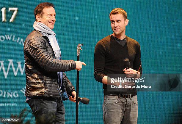 Actors Jason Isaacs and Matthew Lewis attend the fourth annual celebration of "Harry Potter" opening night ceremony at Universal Orlando on January...