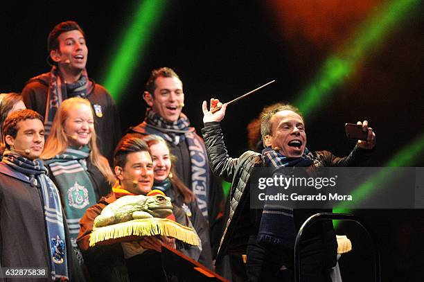 Actor Warwick Davis attends the fourth annual celebration of "Harry Potter" opening night ceremony at Universal Orlando on January 27, 2017 in...