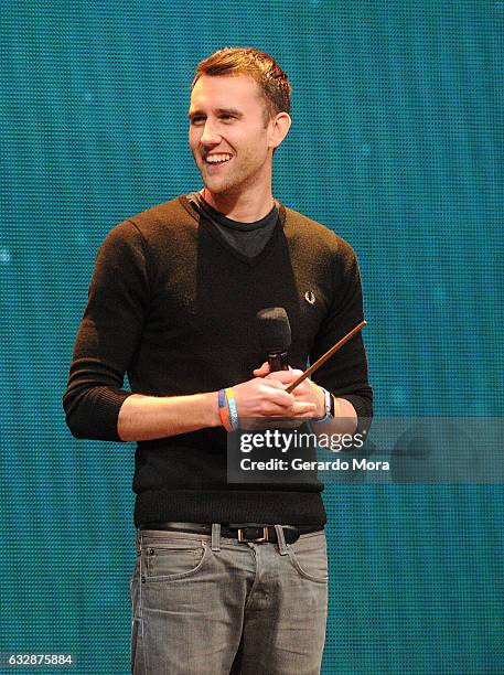 Actor Matthew Lewis smiles during the fourth annual celebration of "Harry Potter" opening night ceremony at Universal Orlando on January 27, 2017 in...