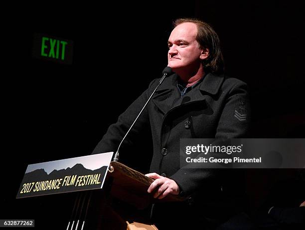 Quentin Tarantino speaks at the "Reservoir Dogs" 25th Anniversary Screening during the 2017 Sundance Film Festival at Eccles Center Theatre on...