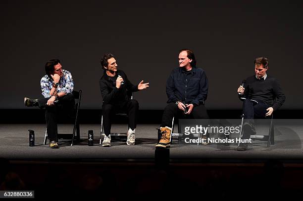 Michael Madsen, Lawrence Bender, Quentin Tarantino and Sundance Film Festival Senior Programmer John Nein speak at the "Reservoir Dogs" 25th...