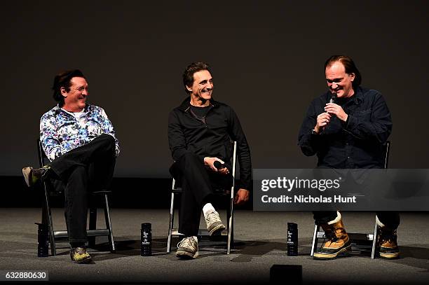 Michael Madsen, Lawrence Bender, and Quentin Tarantino speak at the "Reservoir Dogs" 25th Anniversary Screening during the 2017 Sundance Film...