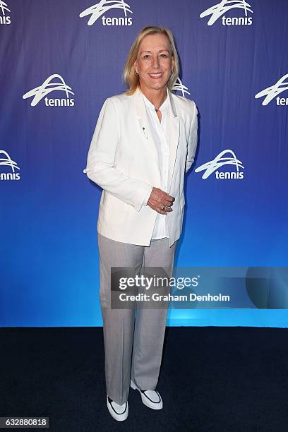 Martina Navratilova poses at the Legends Lunch during day thirteen of the 2017 Australian Open at Melbourne Park on January 28, 2017 in Melbourne,...