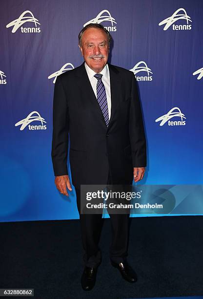 John Newcombe poses at the Legends Lunch during day thirteen of the 2017 Australian Open at Melbourne Park on January 28, 2017 in Melbourne,...