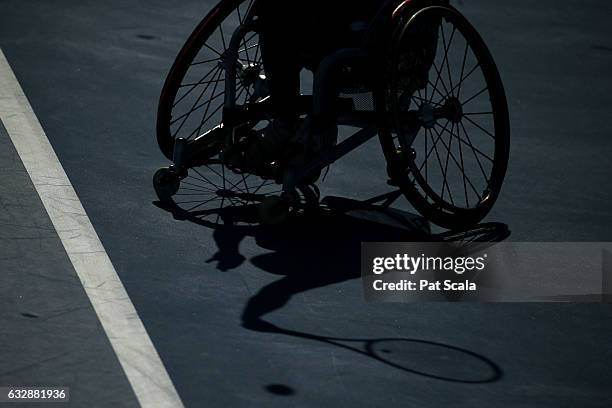 Yui Kamiji of Japan serves in the Women's Wheelchair Singles Final against Jiske Griffioen of the Netherlands during the Australian Open 2017...