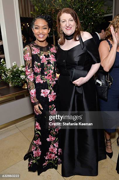 Yara Shahidi and EIC of Harper's BAZAAR Glenda Bailey attend Harpers BAZAAR celebration of the 150 Most Fashionable Women presented by TUMI in...