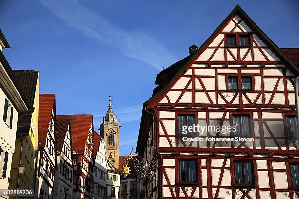 General view of the historic downtown of Pfullendorf, home of the Staufer barracks of the Bundeswehr, the German armed forces, on January 28, 2017 in...