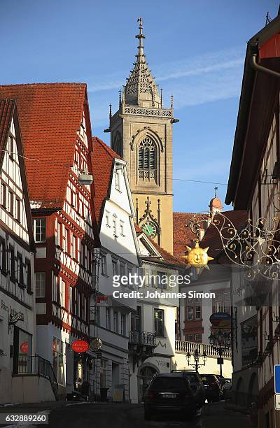 General view of the historic downtown of Pfullendorf, home of the Staufer barracks of the Bundeswehr, the German armed forces, on January 28, 2017 in...