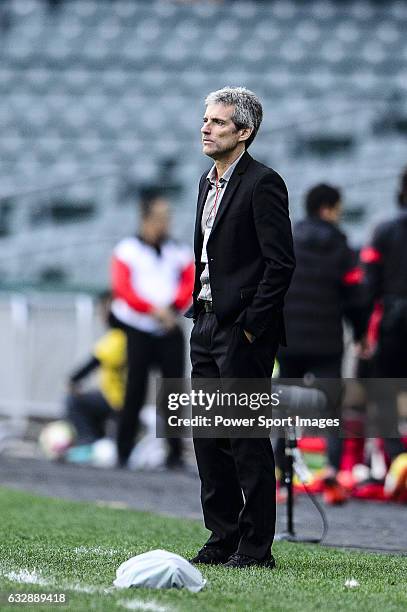 Auckland City Head Coach Ramon Tribulietx reacts during the 2017 Lunar New Year Cup match between Auckland City FC and FC Seoul ( on January 28, 2017...