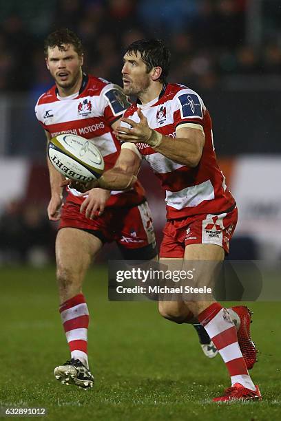 James Hook of Gloucester during the Anglo Welsh Cup match between Bath Rugby and Gloucester Rugby at the Recreation Ground on January 27, 2017 in...