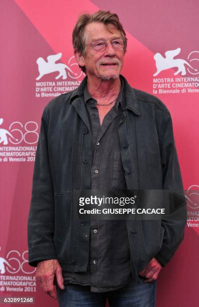 British actor John Hurt poses during the photocall of "Tinker, Tailor, Soldier, Spy" at the 68th Venice Film Festival on September 5, 2011 2011at...