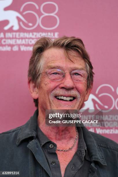 British actor John Hurt poses during the photocall of "Tinker, Tailor, Soldier, Spy" at the 68th Venice Film Festival on September 5, 2011 2011at...