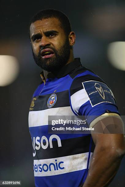 Aled Brew of Bath during the Anglo Welsh Cup match between Bath Rugby and Gloucester Rugby at the Recreation Ground on January 27, 2017 in Bath,...