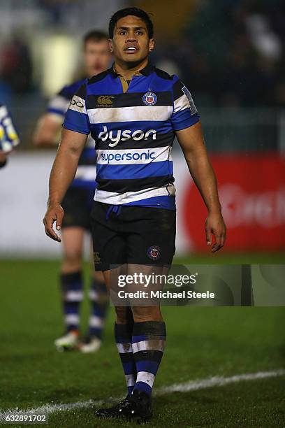 Ben Tapuai of Bath during the Anglo Welsh Cup match between Bath Rugby and Gloucester Rugby at the Recreation Ground on January 27, 2017 in Bath,...