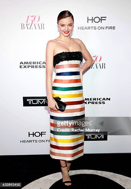 Miranda Kerr attends Harper's BAZAAR celebration of the 150 Most Fashionable Women presented by TUMI in partnership with American Express, La Perla,...