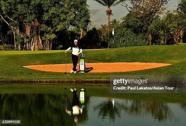 Phachara Khongwatmai of Thailand poses for a picture ahead of round three of the Leopalace21 Myanmar Open at Pun Hlaing Golf Club on January 28, 2017...