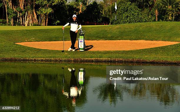 Phachara Khongwatmai of Thailand poses for a picture ahead of round three of the Leopalace21 Myanmar Open at Pun Hlaing Golf Club on January 28, 2017...