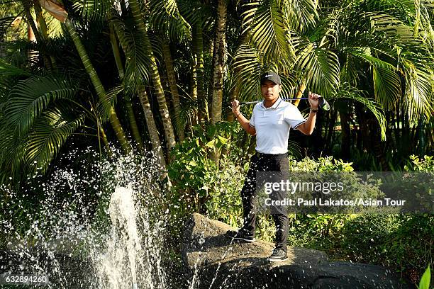 Miguel Tabuena of the Philippines poses for a picture ahead of round three of the Leopalace21 Myanmar Open at Pun Hlaing Golf Club on January 28,...