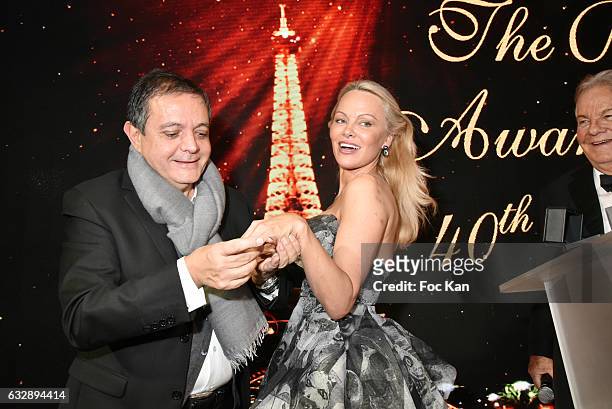 Edouard Nahum and Pamela Anderson attend 'The Best Award Gala 40th Edition at Four Seasons George V Hotel on January 27, 2017 in Paris, France.