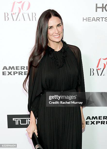Demi Moore attends Harper's BAZAAR celebration of the 150 Most Fashionable Women presented by TUMI in partnership with American Express, La Perla,...