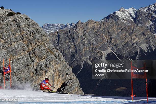 Macarena Simari Birkner of Argentina in action during the Audi FIS Alpine Ski World Cup Women's Downhill on January 28, 2017 in Cortina d'Ampezzo,...