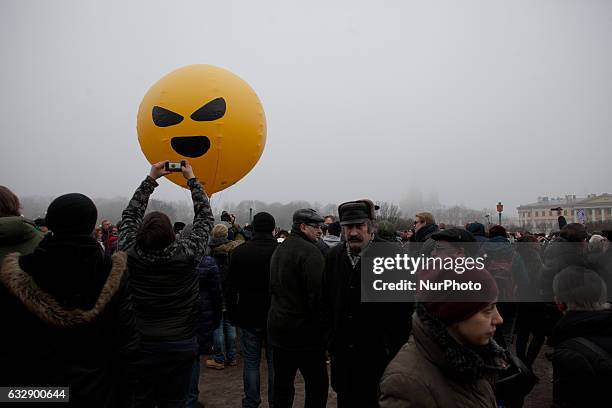 Protest against the transfer the St. Isaac's Cathedral in St Petersburg, Russia, to the Russian Orthodox Church on 28 january 2017.