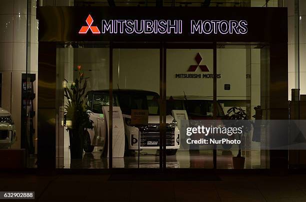 The company logo of Mitsubishi Motors is seen at its headquarters in Tokyo, Japan, January 28, 2017.