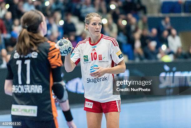 Gro Hammerseng-Edin of Larvik during the EHF Women's Champions League 2016-2017 game between FC CSM Bucharest ROU and Larvik at Polyvalent Sports...