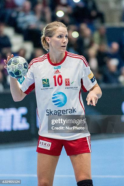 Gro Hammerseng-Edin of Larvik during the EHF Women's Champions League 2016-2017 game between FC CSM Bucharest ROU and Larvik at Polyvalent Sports...