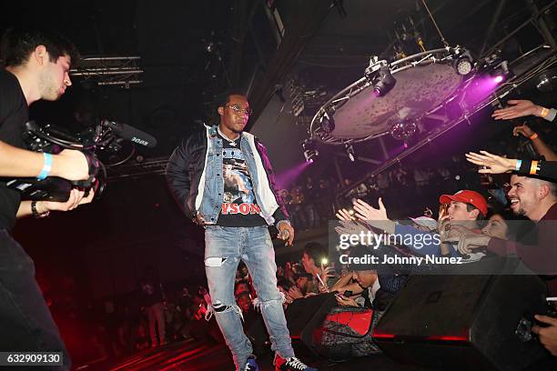 Takeoff of Migos performs at Highline Ballroom on January 27, 2017 in New York City.