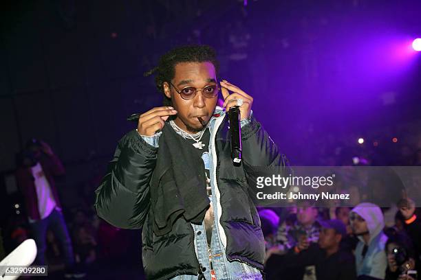 Takeoff of Migos performs at Highline Ballroom on January 27, 2017 in New York City.