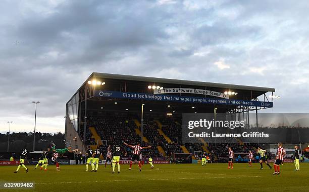 General view of play during The Emirates FA Cup Fourth Round match between Lincoln City and Brighton and Hove Albion at Sincil Bank Stadium on...